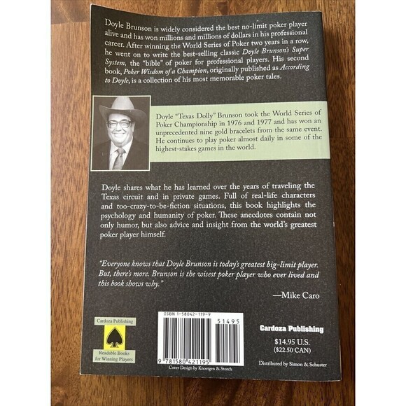 Poker Wisdom of a Champion by Doyle Brunson (2003, Trade Paperback) - Picture 2 of 4